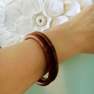 3 Wood Bangle Bracelets Boho